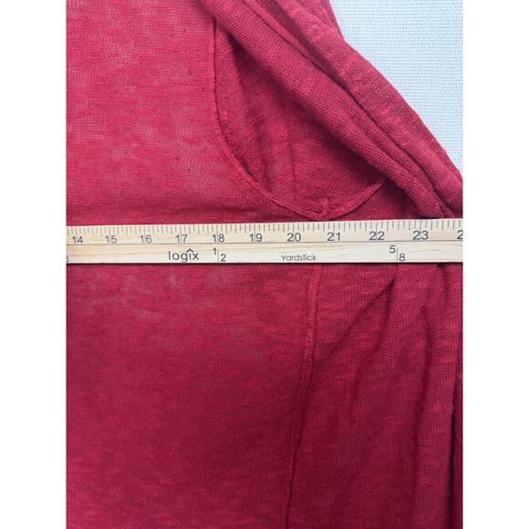 J. Jill Women's Cardigan Open Front Red Linen Cotton Blend S/S Lightweight M - Picture 7 of 11